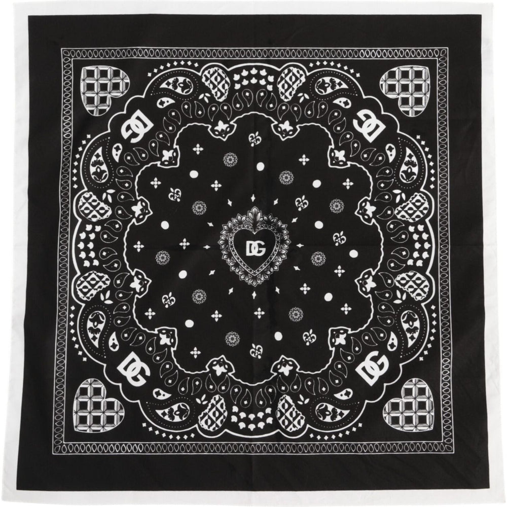 Dolce & Gabbana Black White Bandana Square Foulard Scarf 1728,67345645728,Accessories,Black and White,Dolce & Gabbana,Material: 100% Cotton,Men,Men - Accessories,Preowned / Defect,Scarves - Men - Accessories Dolce & Gabbana MS7229