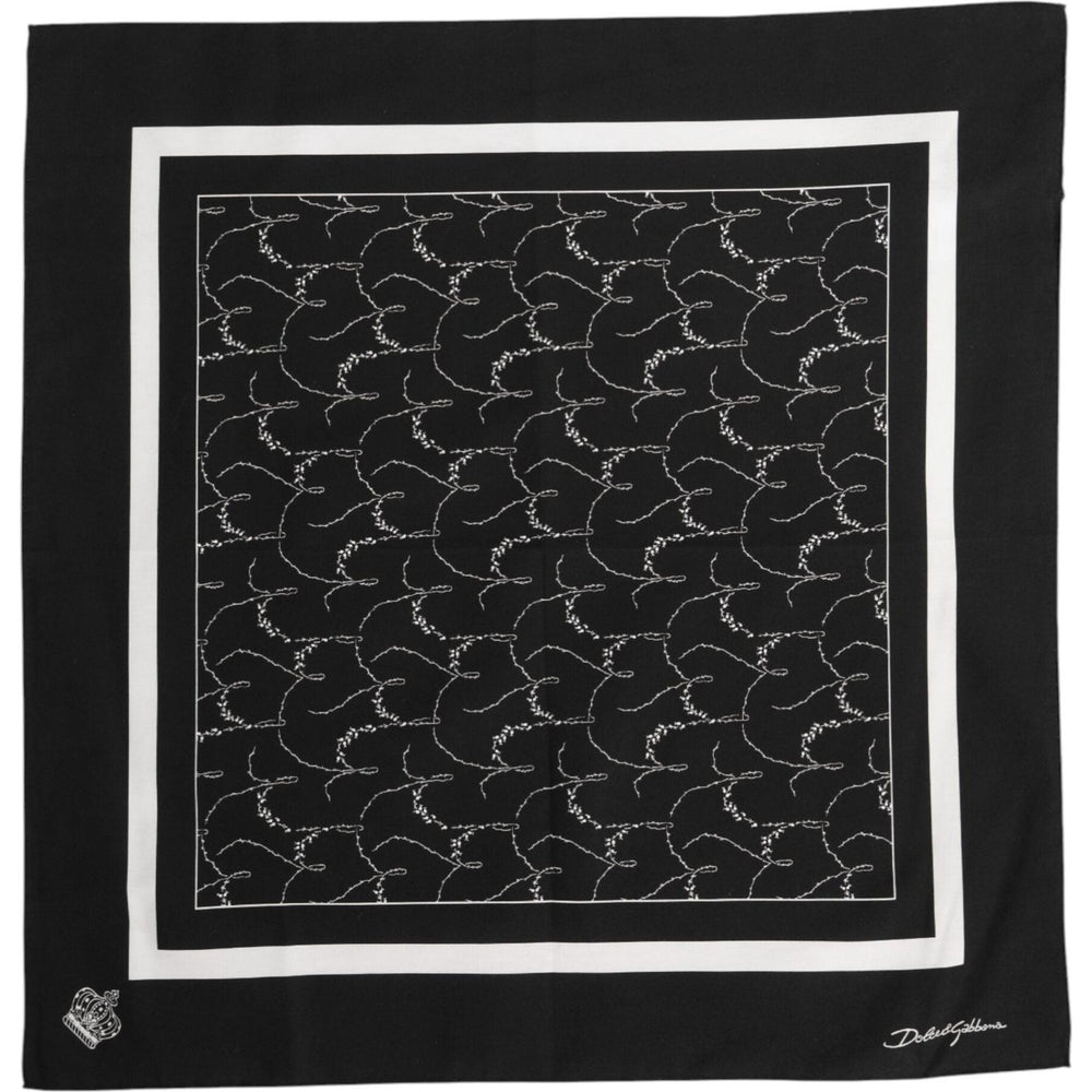 Dolce & Gabbana Black White Printed Square Foulard Scarf 1728,67345645728,Accessories,Black and White,Dolce & Gabbana,Material: 100% Cotton,Men,Men - Accessories,Preowned / Defect,Scarves - Men - Accessories Dolce & Gabbana MS7235