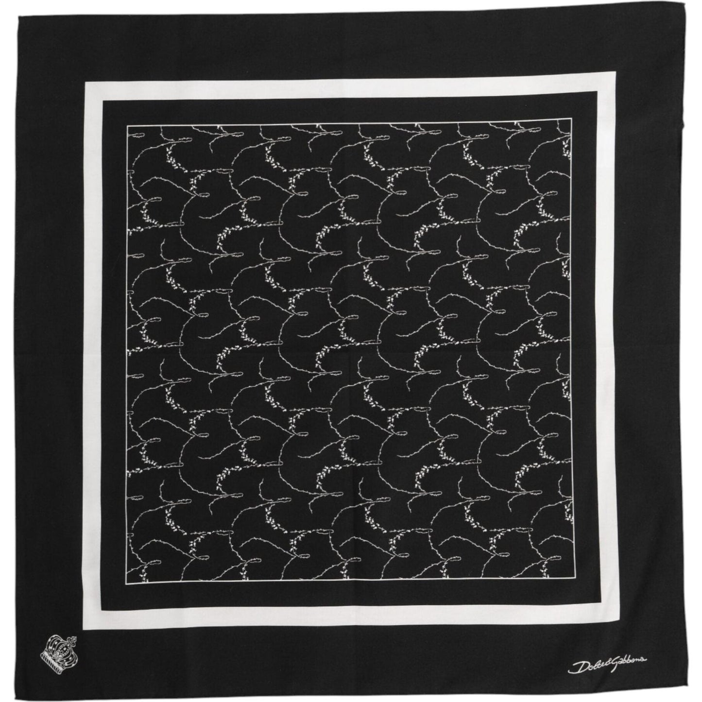 Dolce & Gabbana Black White Printed Square Foulard Scarf 1728,67345645728,Accessories,Black and White,Dolce & Gabbana,Material: 100% Cotton,Men,Men - Accessories,Preowned / Defect,Scarves - Men - Accessories Dolce & Gabbana MS7235