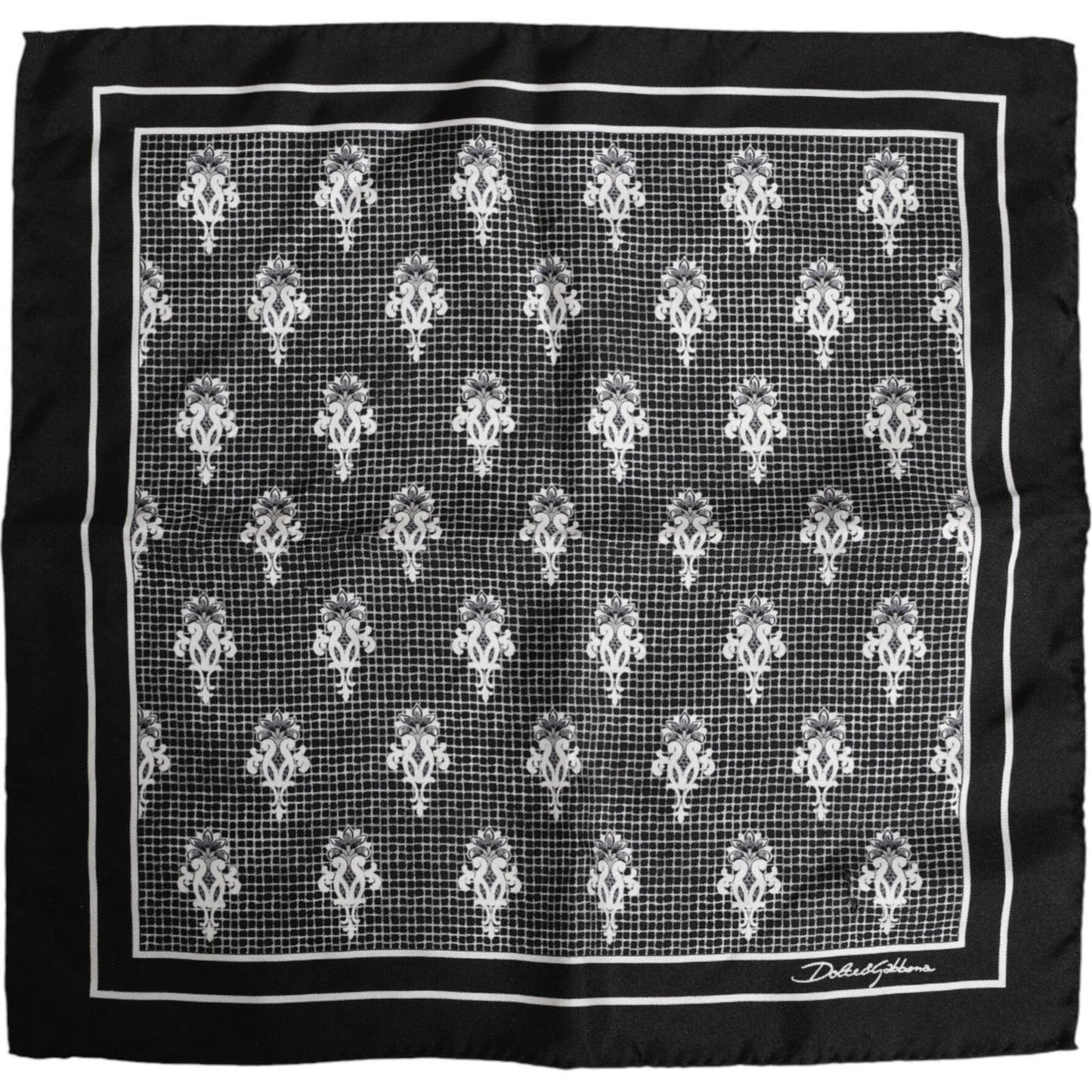 Dolce & Gabbana Black White Printed Square Foulard Scarf 1728,67345645728,Accessories,Black and White,Dolce & Gabbana,Material: 100% Silk,Men,Men - Accessories,New with tags,Scarves - Men - Accessories Dolce & Gabbana MS7241