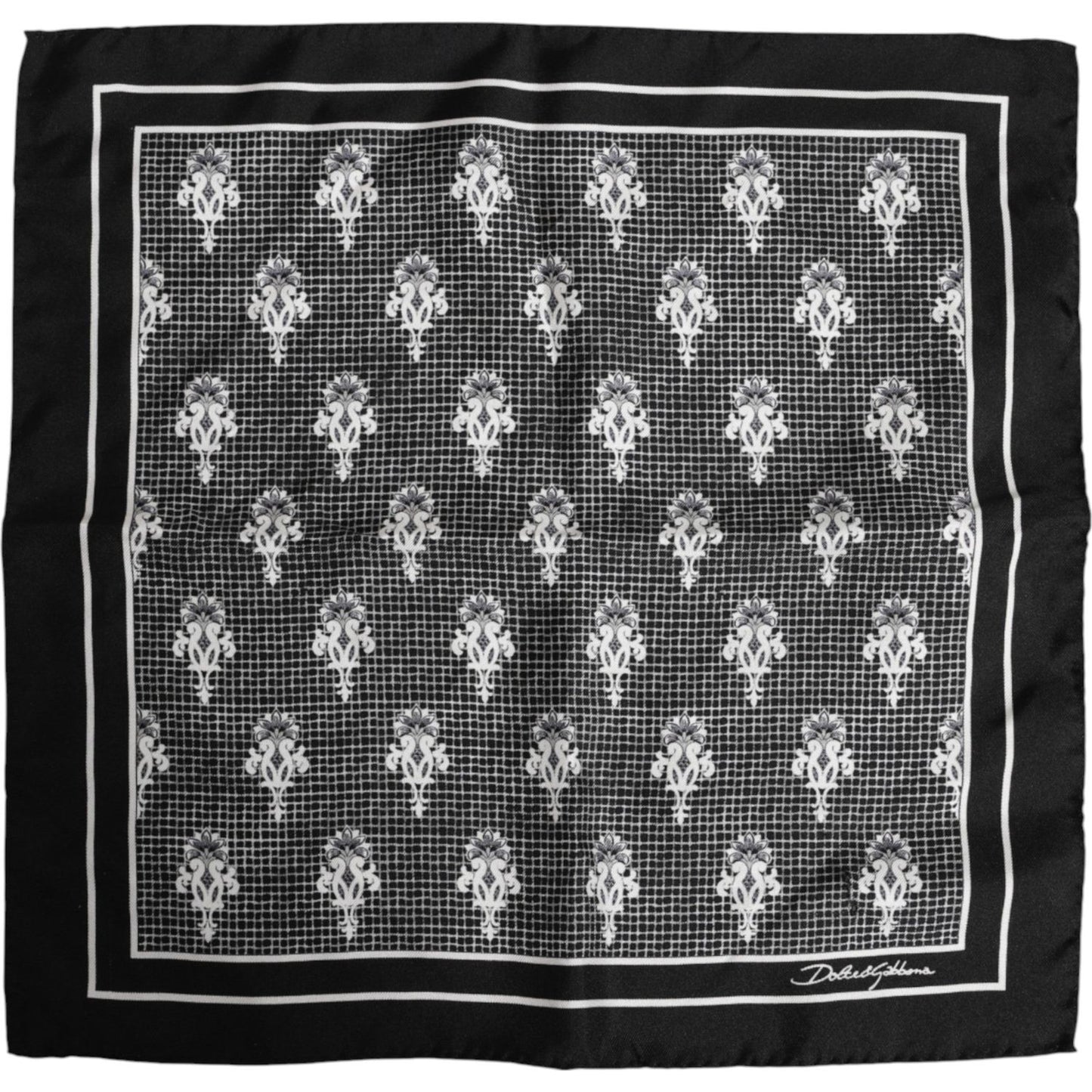Dolce & Gabbana Black White Printed Square Foulard Scarf 1728,67345645728,Accessories,Black and White,Dolce & Gabbana,Material: 100% Silk,Men,Men - Accessories,New with tags,Scarves - Men - Accessories Dolce & Gabbana MS7241