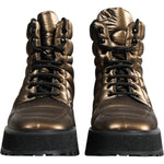 Dolce & Gabbana Bronze Padded Mid Calf Lace Up Boots Shoes Dolce & Gabbana Dark Slate Gray