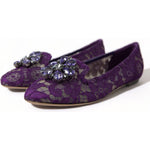 Dolce & Gabbana Elegant Floral Lace Vally Flat Shoes 1728,67345645728,Dolce & Gabbana,EU37/US6.5,Flat Shoes - Women - Shoes,Material: 56% Viscose 39% Cotton 5% Nylon,New with tags,Purple,Women Dolce & Gabbana LA10303-37