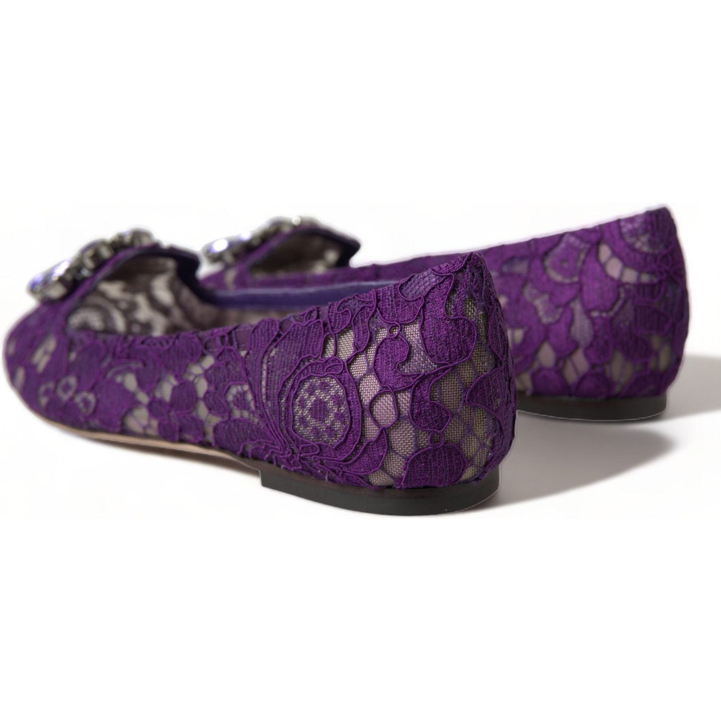 Dolce & Gabbana Elegant Floral Lace Vally Flat Shoes 1728,67345645728,Dolce & Gabbana,EU37/US6.5,Flat Shoes - Women - Shoes,Material: 56% Viscose 39% Cotton 5% Nylon,New with tags,Purple,Women Dolce & Gabbana LA10303-37