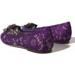 Dolce & Gabbana Elegant Floral Lace Vally Flat Shoes 1728,67345645728,Dolce & Gabbana,EU37/US6.5,Flat Shoes - Women - Shoes,Material: 56% Viscose 39% Cotton 5% Nylon,New with tags,Purple,Women Dolce & Gabbana LA10303-37