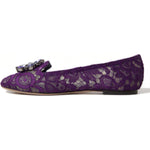 Dolce & Gabbana Elegant Floral Lace Vally Flat Shoes 1728,67345645728,Dolce & Gabbana,EU37/US6.5,Flat Shoes - Women - Shoes,Material: 56% Viscose 39% Cotton 5% Nylon,New with tags,Purple,Women Dolce & Gabbana LA10303-37