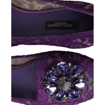 Dolce & Gabbana Elegant Floral Lace Vally Flat Shoes 1728,67345645728,Dolce & Gabbana,EU37/US6.5,Flat Shoes - Women - Shoes,Material: 56% Viscose 39% Cotton 5% Nylon,New with tags,Purple,Women Dolce & Gabbana LA10303-37