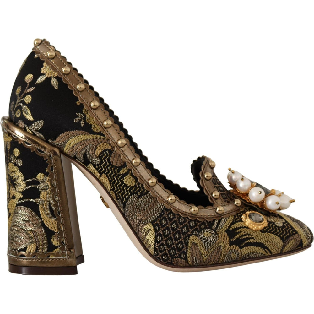 Dolce & Gabbana Elegant Gold Jacquard Brocade Pumps 1728,67345645728,Dolce & Gabbana,EU36/US5.5,Gold,Material: 67% Leather 16% Acetate 9% Polyester 8% Cotton,New with tags,Pumps - Women - Shoes,Women Dolce & Gabbana LA9965 - 36