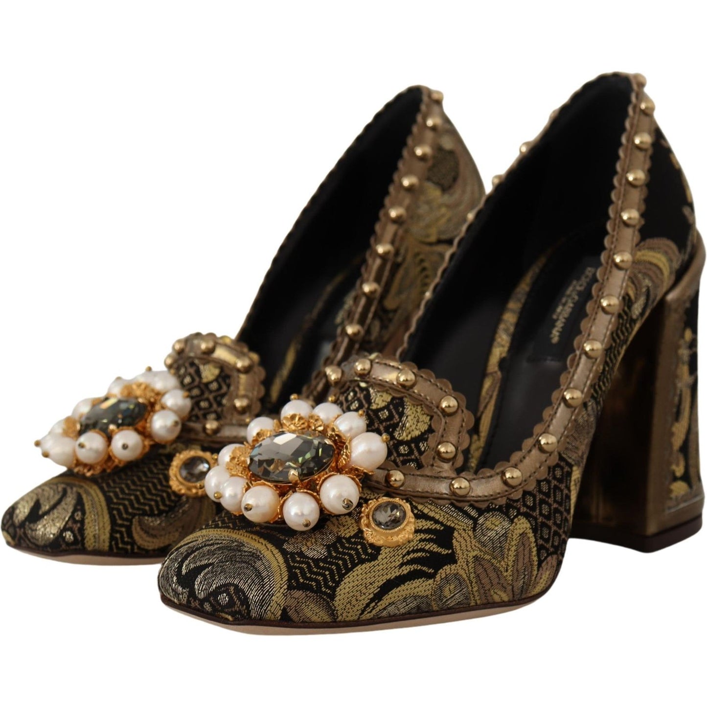 Dolce & Gabbana Elegant Gold Jacquard Brocade Pumps 1728,67345645728,Dolce & Gabbana,EU36/US5.5,Gold,Material: 67% Leather 16% Acetate 9% Polyester 8% Cotton,New with tags,Pumps - Women - Shoes,Women Dolce & Gabbana LA9965 - 36