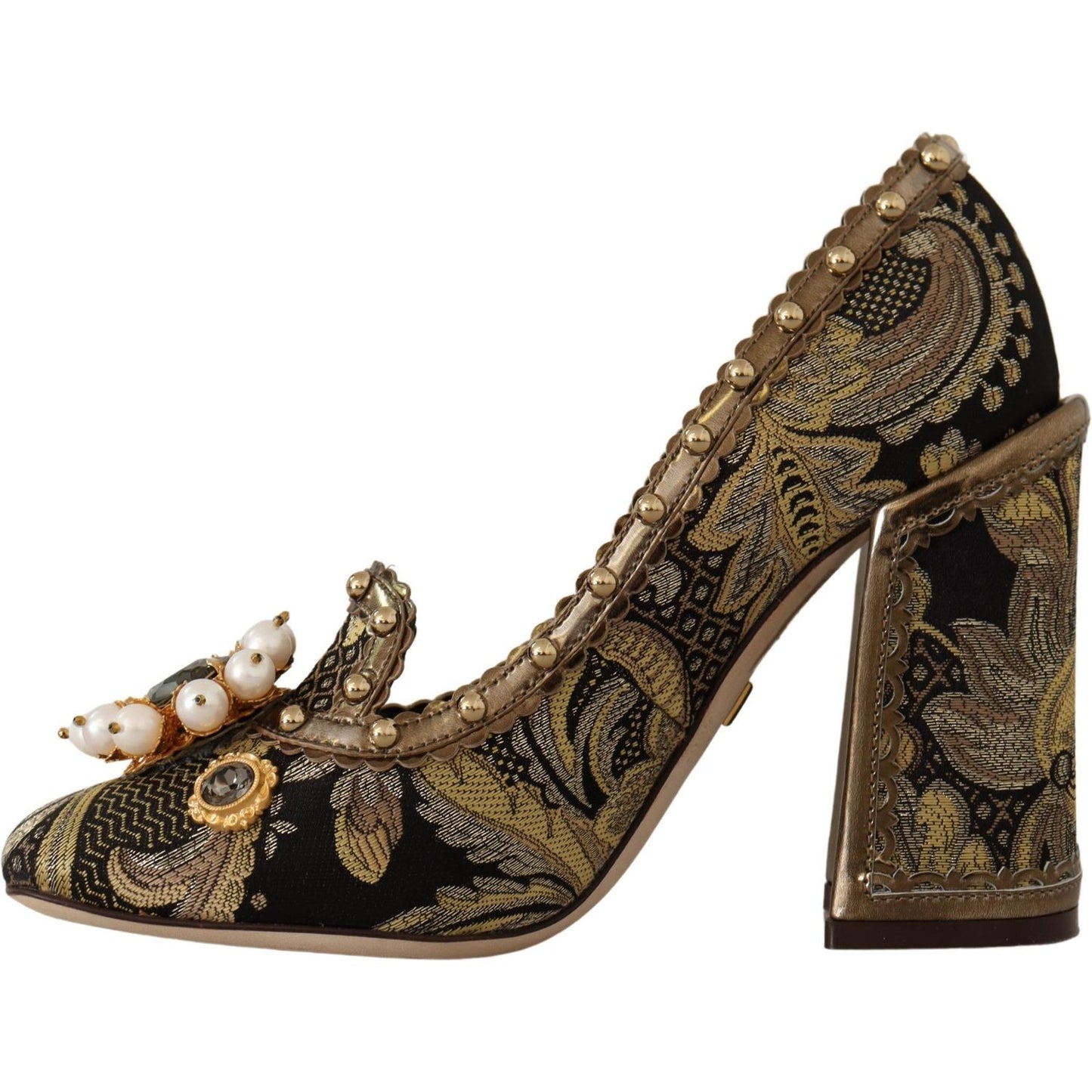 Dolce & Gabbana Elegant Gold Jacquard Brocade Pumps 1728,67345645728,Dolce & Gabbana,EU36/US5.5,Gold,Material: 67% Leather 16% Acetate 9% Polyester 8% Cotton,New with tags,Pumps - Women - Shoes,Women Dolce & Gabbana LA9965 - 36