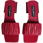 Dolce & Gabbana Fuchsia Leather Slides Flats Sandals Shoes Dolce & Gabbana Brown