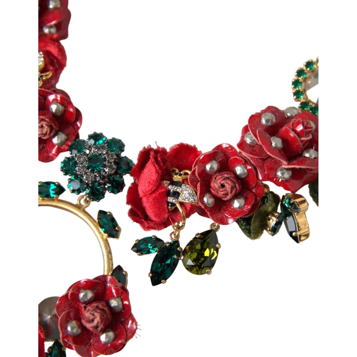 Dolce & Gabbana Gold Brass Link Chain RosePetal Crystal Pendant Necklace Brass,Category-Jewellery,Dolce & Gabbana,Gender-Men,Gender-Women,Gold,Material: Crystal,Necklaces - Women - Jewelry,New with tags,Subcategory-NecklaceMenJewellery,Subcategory-Necklac