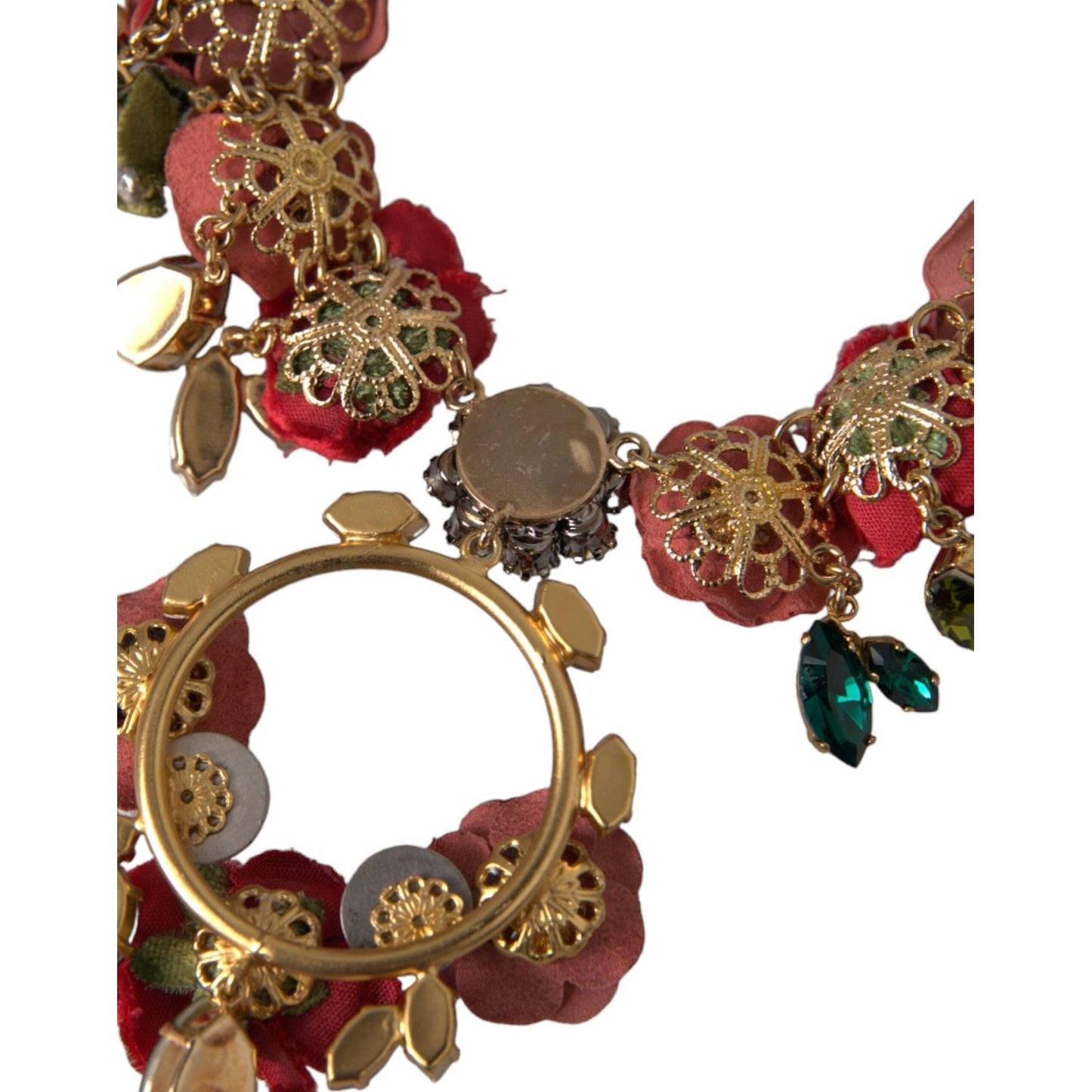 Dolce & Gabbana Gold Brass Link Chain RosePetal Crystal Pendant Necklace Brass,Category-Jewellery,Dolce & Gabbana,Gender-Men,Gender-Women,Gold,Material: Crystal,Necklaces - Women - Jewelry,New with tags,Subcategory-NecklaceMenJewellery,Subcategory-Necklac