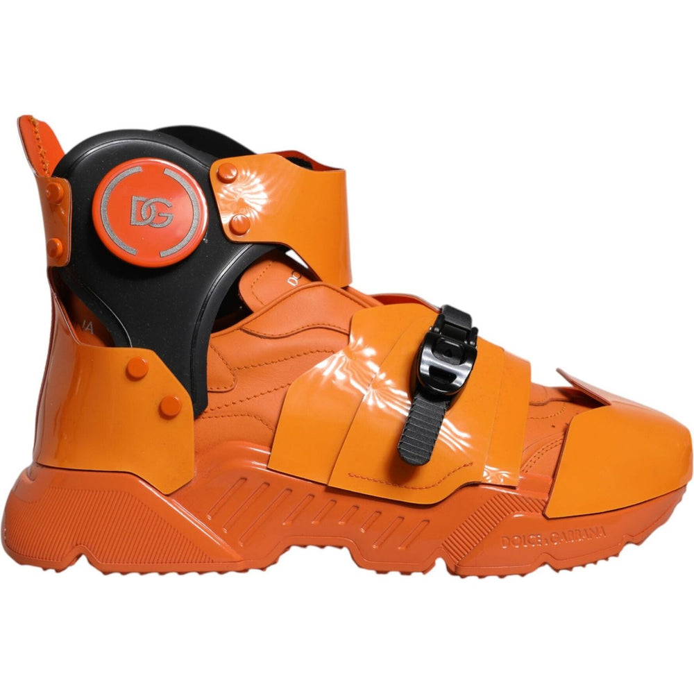 Dolce & Gabbana Orange Multi Panel Chunky High Top Sneakers Shoes 1728,67345645728,Dolce & Gabbana,EU44/US11,Material: 60% PVC 40% Calfskin Leather,Men,Men - Shoes,New with tags,Orange,Shoes,Sneakers - Men - Shoes Dolce & Gabbana MV6563-44