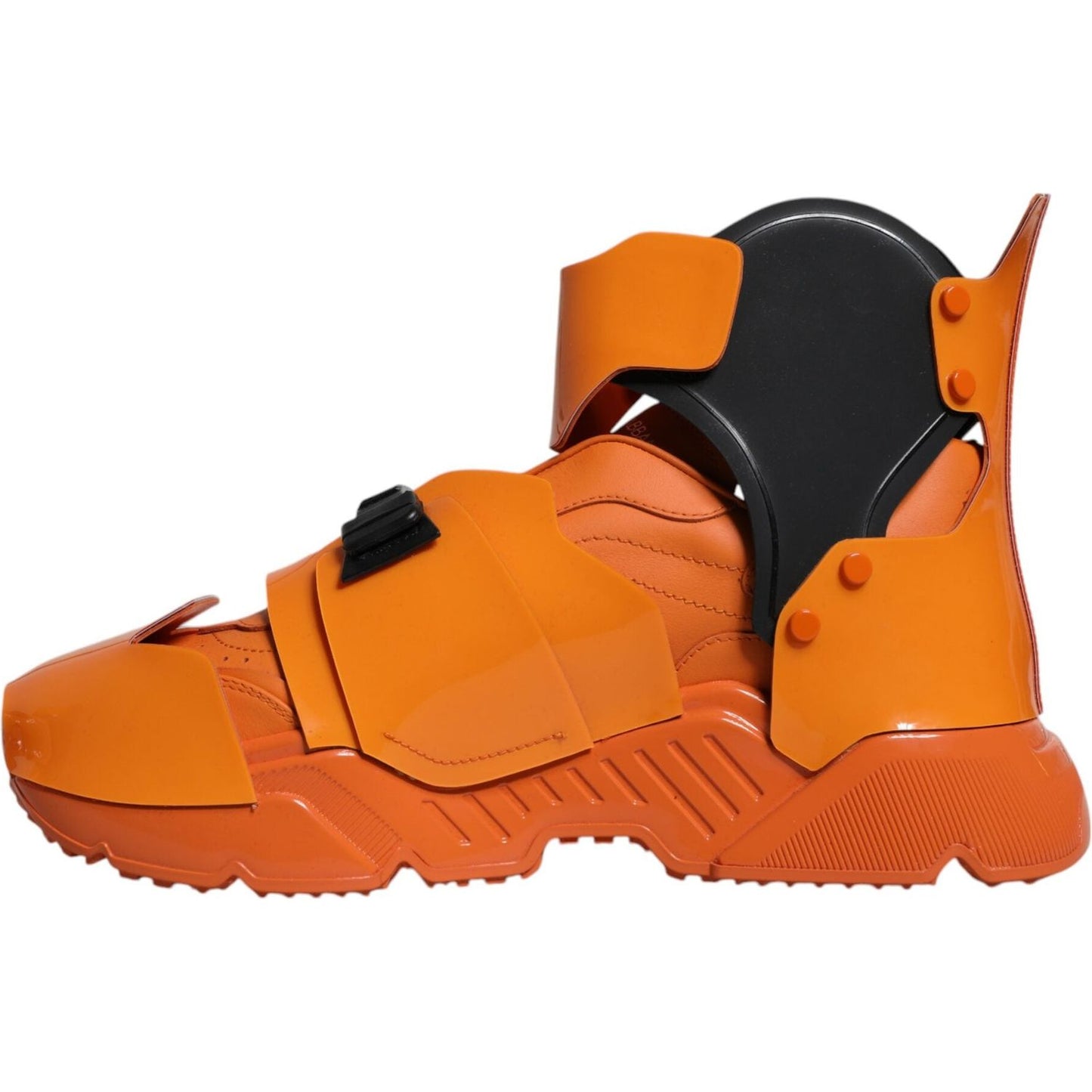 Dolce & Gabbana Orange Multi Panel Chunky High Top Sneakers Shoes 1728,67345645728,Dolce & Gabbana,EU44/US11,Material: 60% PVC 40% Calfskin Leather,Men,Men - Shoes,New with tags,Orange,Shoes,Sneakers - Men - Shoes Dolce & Gabbana MV6563-44