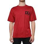 Dolce & Gabbana Red Cotton DG Logo Print Crew Neck T-shirt Dolce & Gabbana Brown