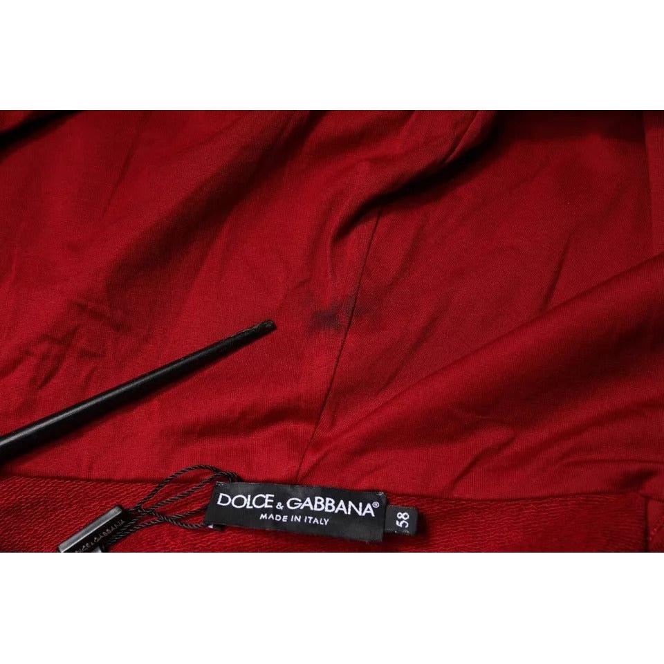 Dolce & Gabbana Red Logo Plaque Hooded Sweatshirt Sweater 1728,67345645728,Dolce & Gabbana,IT58 | 3XL,Material: 100% Cotton,Men,Preowned / Defect,Red,Sweaters - Men - Clothing Dolce & Gabbana TSH86969-58