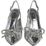 Dolce & Gabbana Silver Mesh Crystal Embellished Slingback Shoes Dolce & Gabbana Dim Gray
