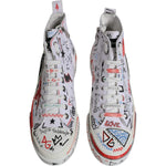 Dolce & Gabbana White Cotton Graffiti High Top Sneaker Shoes 1728,67345645728,Dolce & Gabbana,EU47/US14,Material: 90% Cotton 10% Leather,Men,New with tags,Sneakers - Men - Shoes,White Dolce & Gabbana MV6440-47