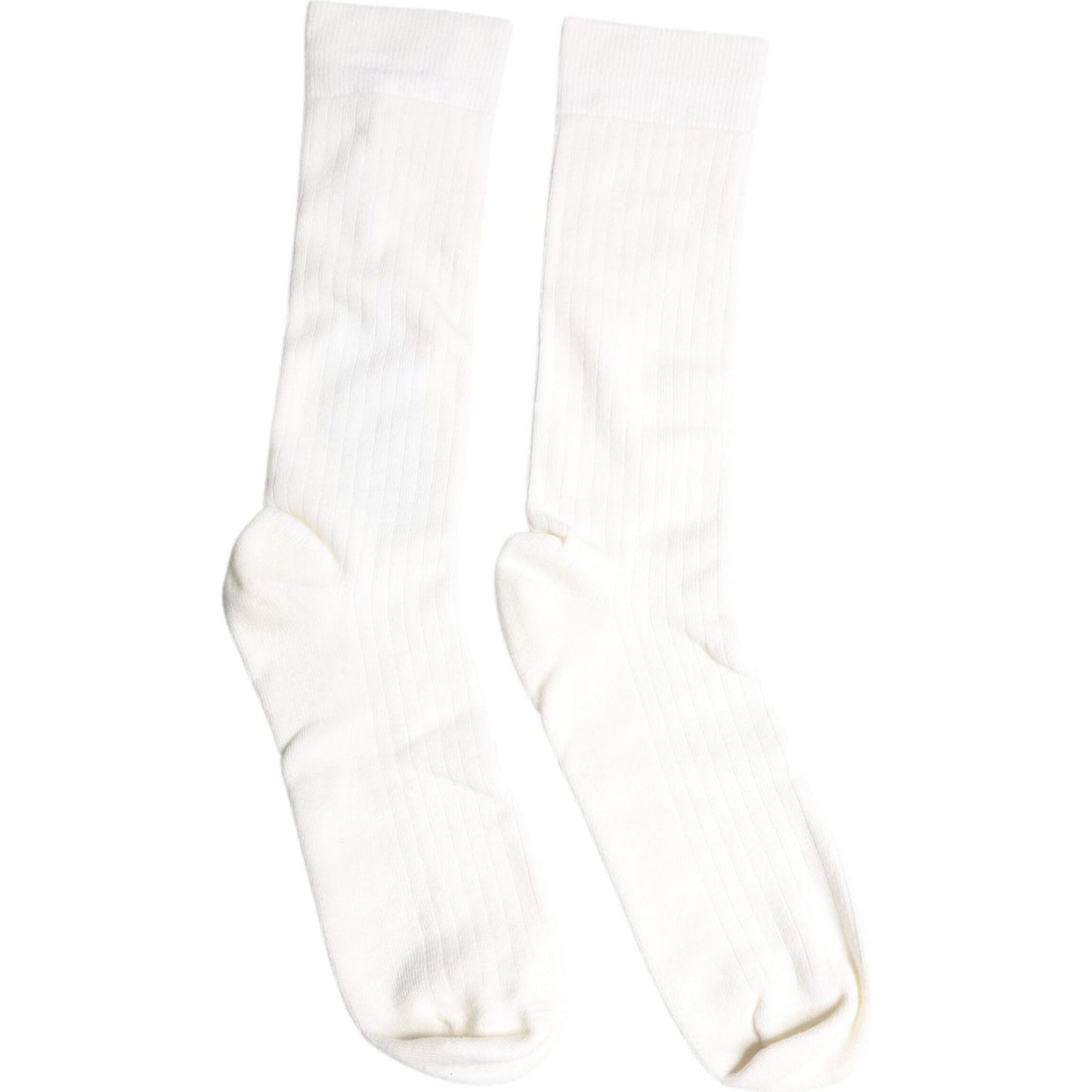 Dolce & Gabbana White Cotton Solid Mid Calf Men Socks 1728,67345645728,Accessories,Dolce & Gabbana,L,Material: 100% Cotton,Men,Men - Accessories,Preowned / Defect,Socks - Men - Accessories,White Dolce & Gabbana SCS2215-L