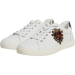Dolce & Gabbana White Leather Heart Embellished Sneakers Shoes 1728,67345645728,Dolce & Gabbana,EU42/US9,Material: 100% Calf Leather,Men,Preowned / Defect,Sneakers - Men - Shoes,White Dolce & Gabbana MV7039#3-42