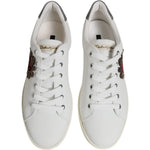 Dolce & Gabbana White Leather Heart Embellished Sneakers Shoes 1728,67345645728,Dolce & Gabbana,EU 41 | US 8,Material: 100% Calf Leather,Preowned / Defect,Sneakers - Men - Shoes,White,Women Dolce & Gabbana MV7039#5-41