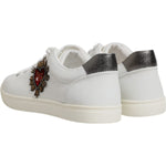 Dolce & Gabbana White Leather Heart Embellished Sneakers Shoes 1728,67345645728,Dolce & Gabbana,EU 41 | US 8,Material: 100% Calf Leather,Preowned / Defect,Sneakers - Men - Shoes,White,Women Dolce & Gabbana MV7039#5-41