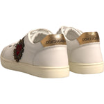 Dolce & Gabbana White Leather Heart Embellished Sneakers Shoes 1728,67345645728,Dolce & Gabbana,EU43/US10,Material: 100% Calf Leather,Men,Preowned / Defect,Sneakers - Men - Shoes,White Dolce & Gabbana MV6807#2-43