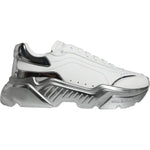 Dolce & Gabbana White Silver Daymaster Low Top Sneakers Shoes 1728,67345645728,Dolce & Gabbana,EU40.5/US7.5,Material: 90% Calfskin Leather 6% PU 4% Polyester,Men,Preowned / Defect,Sneakers - Men - Shoes,White Dolce & Gabbana MV5095#2- 40.5