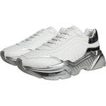 Dolce & Gabbana White Silver Daymaster Low Top Sneakers Shoes 1728,67345645728,Dolce & Gabbana,EU40.5/US7.5,Material: 90% Calfskin Leather 6% PU 4% Polyester,Men,Preowned / Defect,Sneakers - Men - Shoes,White Dolce & Gabbana MV5095#2- 40.5