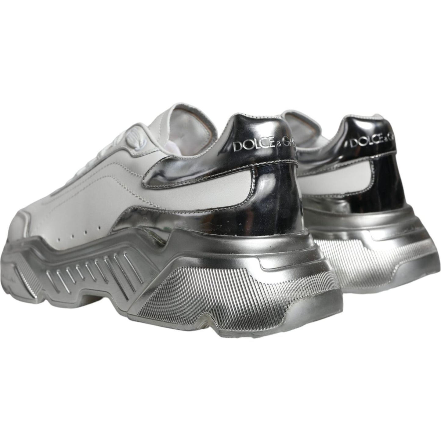 Dolce & Gabbana White Silver Daymaster Low Top Sneakers Shoes 1728,67345645728,Dolce & Gabbana,EU40.5/US7.5,Material: 90% Calfskin Leather 6% PU 4% Polyester,Men,Preowned / Defect,Sneakers - Men - Shoes,White Dolce & Gabbana MV5095#2- 40.5