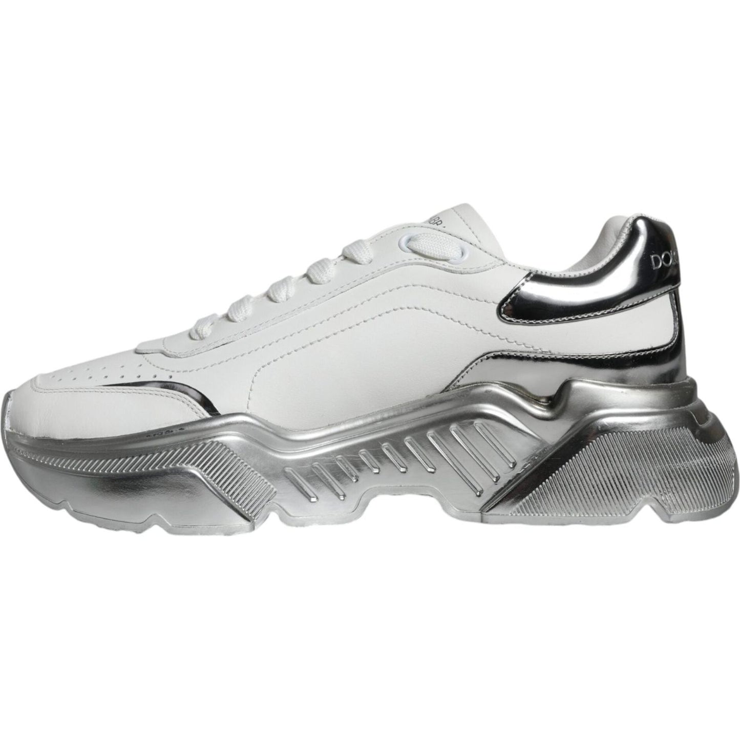 Dolce & Gabbana White Silver Daymaster Low Top Sneakers Shoes 1728,67345645728,Dolce & Gabbana,EU40.5/US7.5,Material: 90% Calfskin Leather 6% PU 4% Polyester,Men,Preowned / Defect,Sneakers - Men - Shoes,White Dolce & Gabbana MV5095#2- 40.5