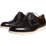 Pollini Black White Leather Lace Up Men Dress Formal Shoes Pollini Black