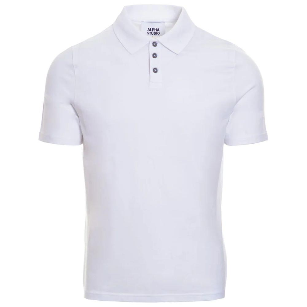 Alpha Studio White Cotton Polo Shirt