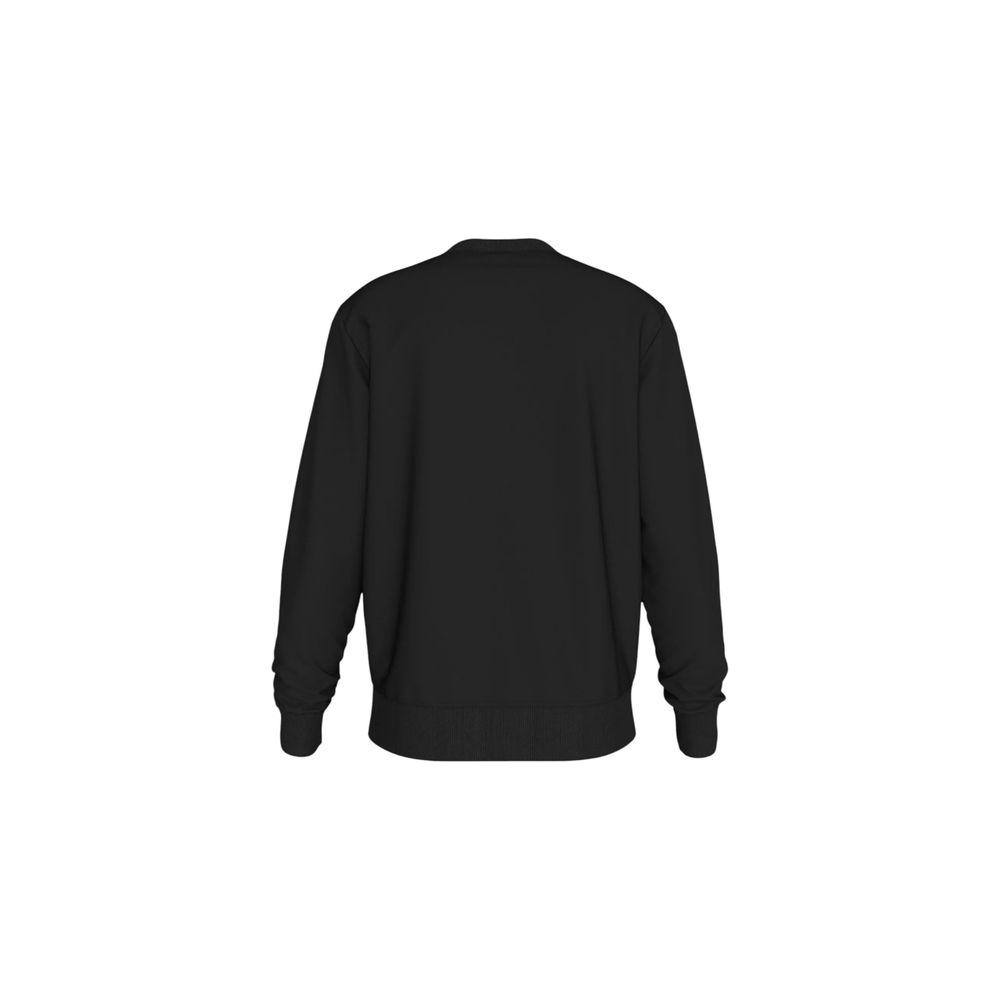 Back view of Calvin Klein Jeans black cotton sweater for men, featuring a minimalist design with crew neck, perfect for casual wear.
