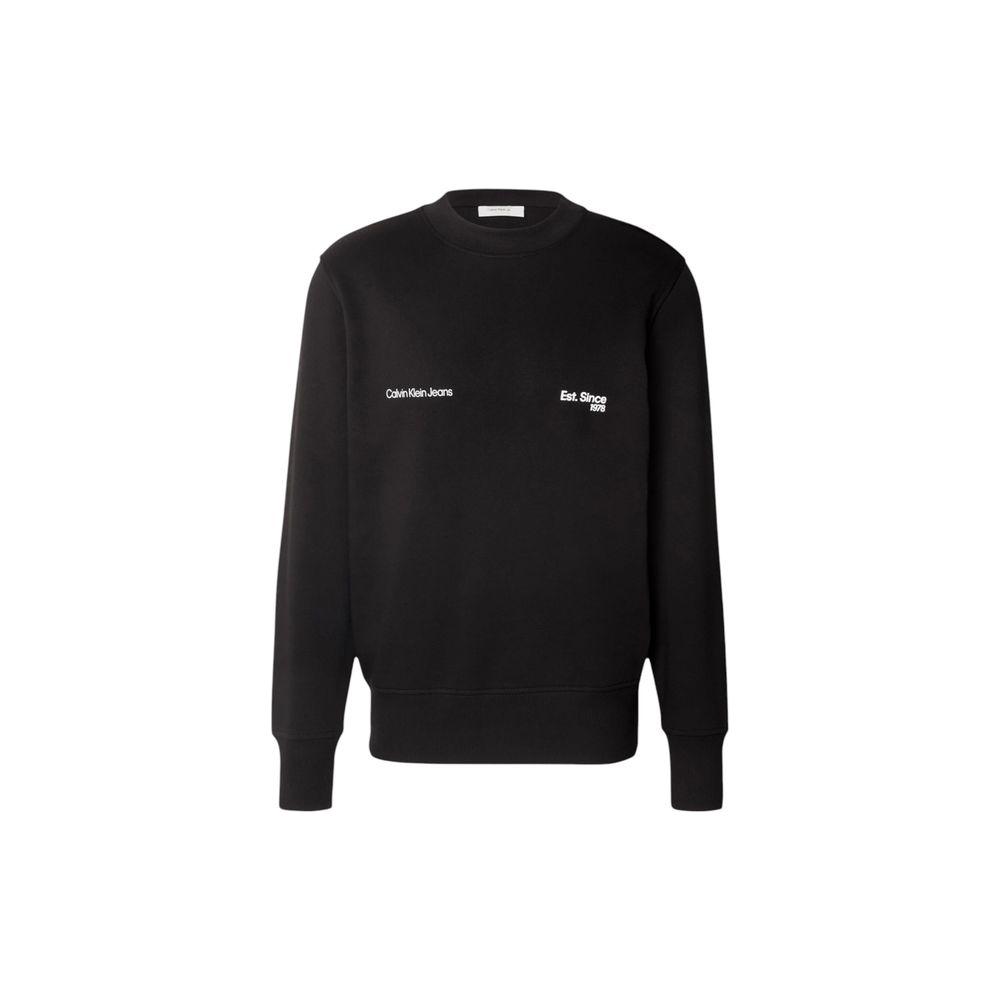 Calvin Klein Jeans men's black cotton sweater with crew neck and minimalist design for versatile casual wear.
