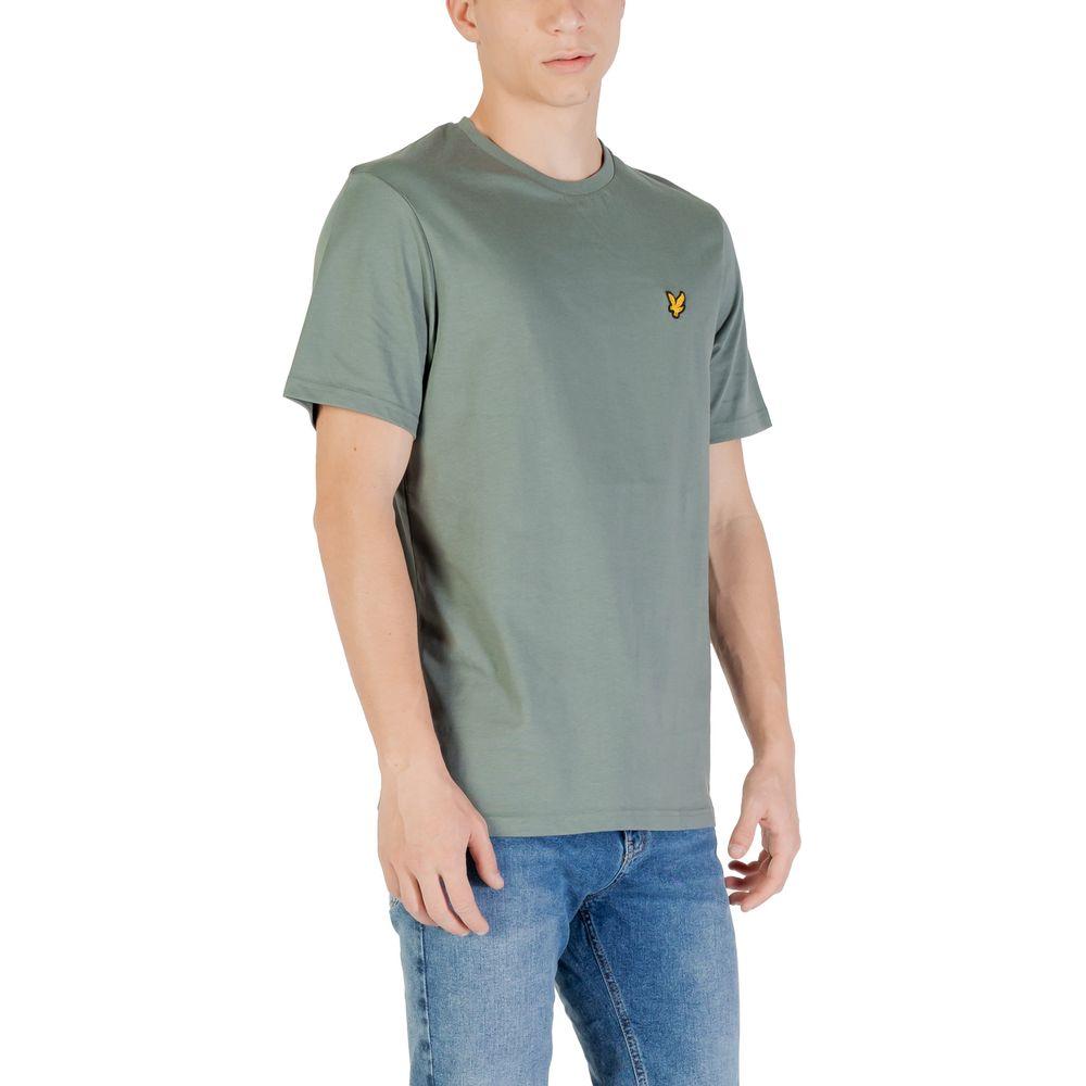 Lyle & Scott green cotton T-shirt for men, featuring short sleeves and a modern design, perfect for casual wear and comfort.
