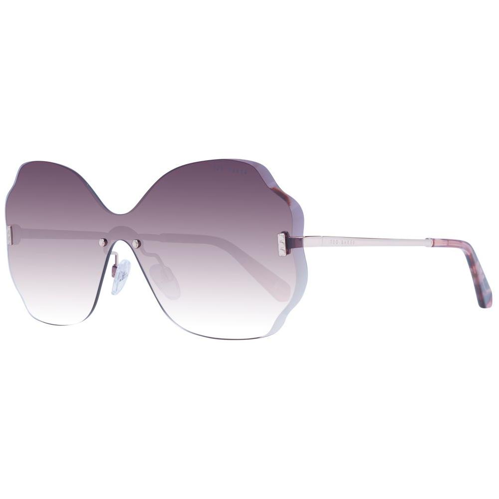 Ted Baker rose gold women's sunglasses with gradient burgundy lenses, acetate frame, 100% UVA & UVB protection, in branded case.
