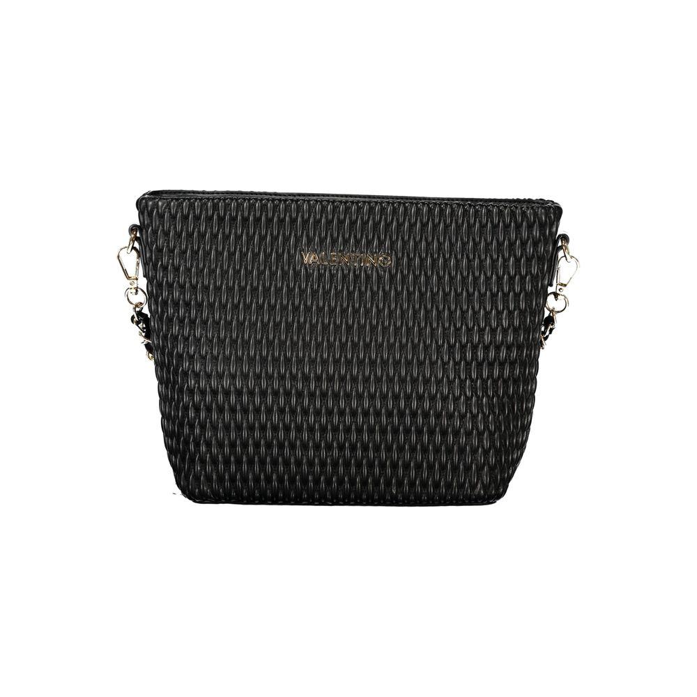 Valentino Bags black polyethylene women handbag with textured design and removable strap, perfect for modern style and functionality.