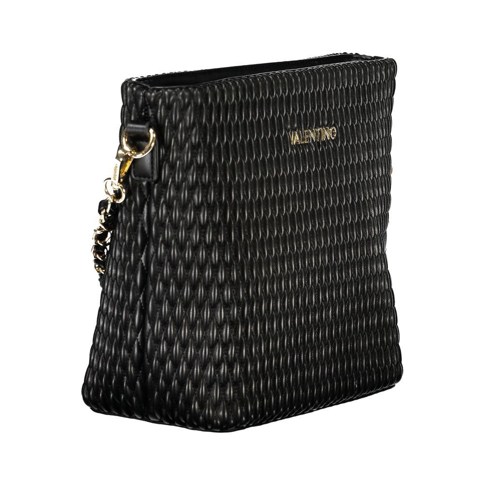 Valentino Bags black polyethylene women’s handbag with a modern design, removable handle, and adjustable strap for versatile styling.
