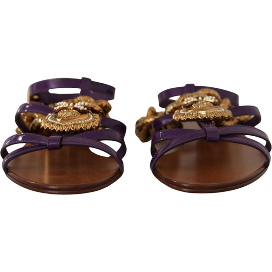Dolce & Gabbana Purple Heart Chain Gladiator Flats 1728,67345645728,Dolce & Gabbana,EU35.5/US5,EU36.5/US6,EU36/US5.5,EU37.5/US7,EU37/US6.5,EU38.5/US8,EU39/US8.5,Flat Shoes - Women - Shoes,Material: 100% Leather,New with tags,Purple,Shoes,Women,Women - Sho