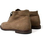 Dolce & Gabbana Elegant Leather Ankle Lace-Up Boots Dolce & Gabbana Dark Olive Green