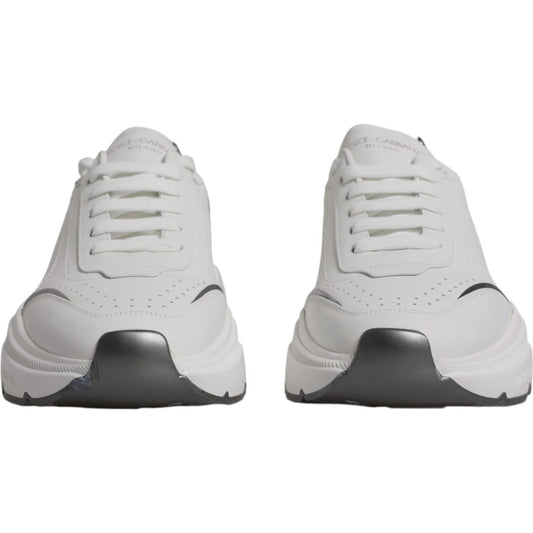 Dolce & Gabbana White Silver DAYMASTER Leather Sneakers Shoes 1728,67345645728,Dolce & Gabbana,EU44.5/US11.5,Material: 83% Calf Leather 10% PU 7% Polyester,Men,Men - Shoes,New with tags,Shoes,Sneakers - Men - Shoes,White Dolce & Gabbana MV6430