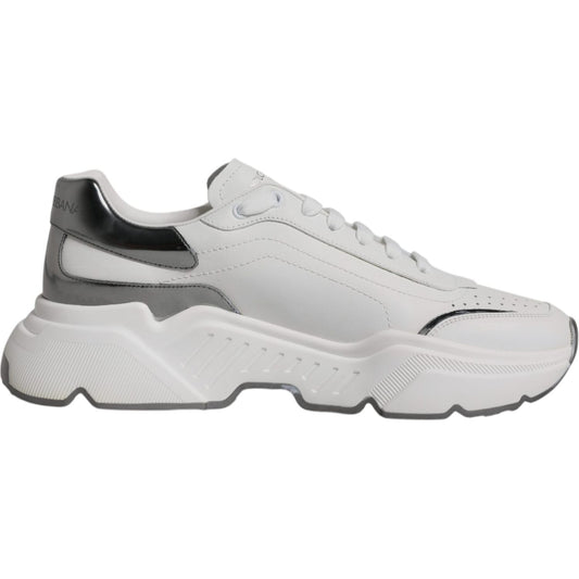 Dolce & Gabbana White Silver DAYMASTER Leather Sneakers Shoes 1728,67345645728,Dolce & Gabbana,EU44.5/US11.5,Material: 83% Calf Leather 10% PU 7% Polyester,Men,Men - Shoes,New with tags,Shoes,Sneakers - Men - Shoes,White Dolce & Gabbana MV6430