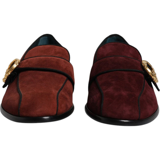 Dolce & Gabbana Bordeaux Suede Loafers Formal Men Dress Shoes 1728,67345645728,Bordeaux,Dolce & Gabbana,EU41/US8,Loafers - Men - Shoes,Material: 90% Goat Leather 6% Viscose 4% Cotton (suede),Men,Men - Shoes,Preowned / Defect,Shoes Dolce & Gabbana MV6620-4
