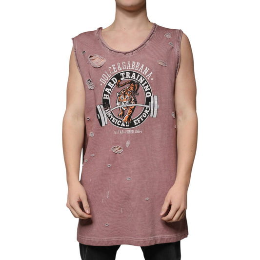 Dolce & Gabbana Brown Cotton Round Neck Sleeveless T-shirt 1728,67345645728,Brown,Clothing,Dolce & Gabbana,IT48 | M,Material: 100% Cotton,Men,Men - Clothing,New with tags,T-Shirts - Men - Clothing Dolce & Gabbana TSH87314-48