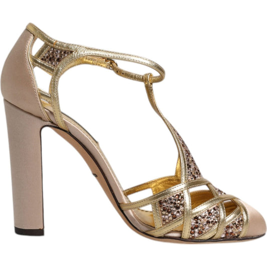Dolce & Gabbana Beige Crystal Embellished Satin Leather Pumps Shoes 1728,67345645728,Beige,Dolce & Gabbana,EU35/US4.5,Material: 41% Viscose 40% Lamb Leather 19% Silk,Preowned / Defect,Sandals - Women - Shoes,Shoes,Women,Women - Shoes Dolce & Gabbana LA120