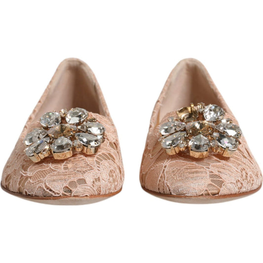 Dolce & Gabbana Beige Lace Crystal Ballet Flats Loafers Shoes 1728,67345645728,Beige,Dolce & Gabbana,EU34/US4.5,Flat Shoes - Women - Shoes,Material: 56% Viscose 39% Cotton 5% Nylon,Preowned / Defect,Shoes,Women,Women - Shoes Dolce & Gabbana LA12084-34