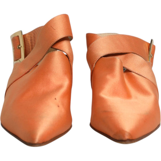 Dolce & Gabbana Orange Kitten Heels Slingback Sandals Shoes 1728,67345645728,Dolce & Gabbana,EU40/US9.5,Material: Leather,Orange,Preowned / Defect,Sandals - Women - Shoes,Shoes,Women,Women - Shoes Dolce & Gabbana LA12217-40