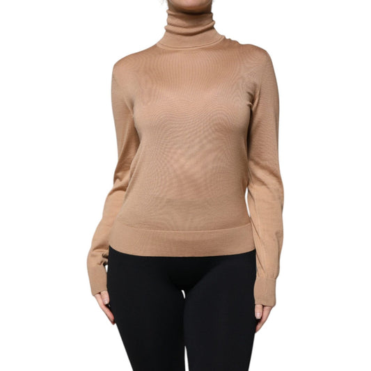 Dolce & Gabbana Brown Turtleneck Long Sleeve Pullover Sweater 1728,67345645728,Brown,Clothing,Dolce & Gabbana,IT40|S,Material: 70% Cashmere 30% Silk,Preowned / Defect,Sweaters - Women - Clothing,Women,Women - Clothing Dolce & Gabbana TSH8028-40